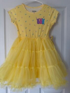 Yellow Tulle Tiered Girls' Dress with Character Patch Size 8!
